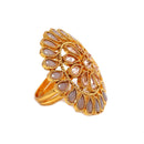 Gold-Plated Grey & White Cubic Zirconia Studded Ring