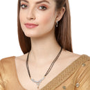 Black Gold-Plated Stone-Studded Leaf Shaped Mangalsutra & Earrings Set