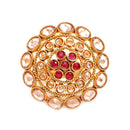 Gold-Plated Round Shaped Red Cubic Zirconia Studded Ring