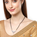Gold-Plated White & Black Stone-Studded & Beaded Designer Mangalsutra Set