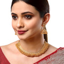 Traditional Gold Plated Temple Design Collar Necklace and Earrings Jewellery Set