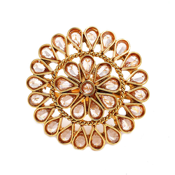 Gold-Plated & Metallic American Diamond Studded Finger Ring