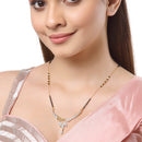 Gold-Plated White & Black Stone-Studded & Beaded Mangalsutra Set Of 3