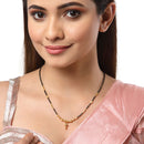 Set Of 3 Gold-Plated Black & White CZ-Studded Beaded Mangalsutra