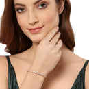 Rose Gold Plated Round Shaped  American diamond Stone-Studded Bracelet