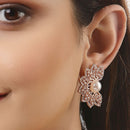 Off White Crescent Shaped Rose Gold-Plated Studs Earrings