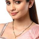 Set Of 3 Gold-Plated Black & White CZ-Studded Beaded Mangalsutra
