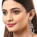 Sea Green American Diamond with Rose Gold-Plated Contemporary Chandbalis Earrings