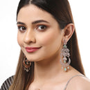 Sea Green American Diamond with Rose Gold-Plated Contemporary Chandbalis Earrings