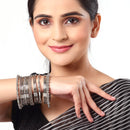 Rhodium-Plated with Oxidised Silver-Tone Set Of 40 Textured Bangles