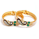 Gold-Plated Toned & Green Brass  Set of 6 Kada Bracelet