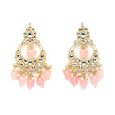 Meenakari Gold-Plated White & Pink Kundan-Studded & Pearl Beaded Jewellery Set