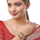 Gold-Plated Toned & Green Brass  Set of 6 Kada Bracelet