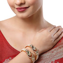 Gold-Plated Toned & Green Brass  Set of 6 Kada Bracelet