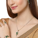 18K Gold-Plated Green Cubic Zirconia Studded Handcrafted Stylish Designed Jewellery Set