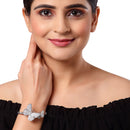 Rhodium Plated Set Of 2 Silver Toned Openable Cuff for Women