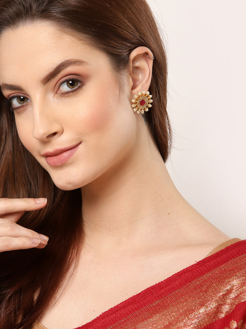Set of 4 Gold-Toned Contemporary Studs Earrings