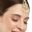 Traditional Gold Plated Kundan Studded & Orange Drop Pearl Maangtikka