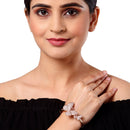 Set of 2 Rose Gold Plated Brass Crystal Bracelet & AD Contemporary Kada Bangle Jewellery Set)