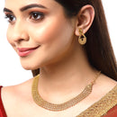 Gold-Plated Textured With Intricate Detailing Necklace With Earrings Set