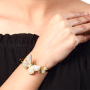 Gold Plated with White American Diamond Studded Butterfly Kada Bracelet