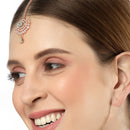 Maang Tikka for Women Beautiful AD Studded Rose Gold Plated Crystal Maang Tikka for Women