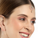 Maang Tikka for Women Beautiful AD Studded Rose Gold Plated Crystal Maang Tikka for Women