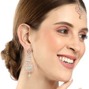 Rose Gold-Plated Sea Green American Diamond Studded Maang Tikka  With Earring