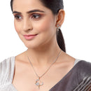 Gold-Plated Butterfly & Heart Shaped White Cubic Zirconia Stone Studded Pendant Set