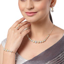 Gold-Plated & White CZ Stone-Studded Jewellery Set Combo