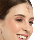 Beautiful Studded Rose Gold Plated Crystal Maang Tikka for Women