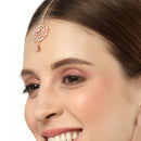 Beautiful Studded Rose Gold Plated Crystal Maang Tikka for Women