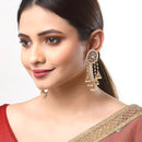White Classic Circular Shaped Gold-Plated Earring With Drop Jhumka Earrings
