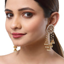 White Classic Circular Shaped Gold-Plated Earring With Drop Jhumka Earrings