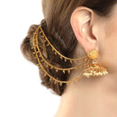 Gold-Toned Floral Shaped Gold-Plated Ear Cuff Earrings