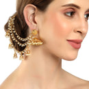 White Floral Shaped Gold-Plated Half Hoop Earrings