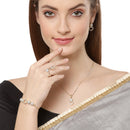 Heart Shaped White & Gold-Plated American Diamond Studded Jewellery Set Combo