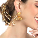 White Floral Shaped Gold-Plated Half Hoop Earrings