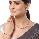 Gold-Plated Red & White CZ Stone-Studded Jewellery Set Combo