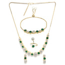 Gold-Plated & Green CZ Stone-Studded Jewellery Set Combo