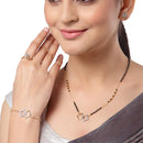 Square Shaped Gold-Plated & White AD-Studded & Beaded Mangalsutra Set