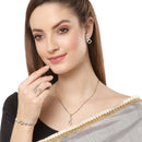 White & Gold-plated American Diamond Studded Jewellery Set Combo