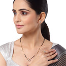 Gold-Plated & White AD-Studded & Beaded Square Shaped Mangalsutra Set