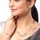 Heart Shaped Gold-Plated & White AD-Studded & Beaded Mangalsutra Set