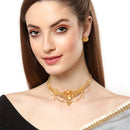 Floral Intricate Textured Gold-Plated Temple Jewellery Set