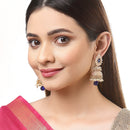 Pearl Stylish Blue & Gold-Toned Contemporary Gold-Plated Jhumka Earrings