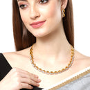 Stylish Ethnic 18K Gold Plated White Cubic Zirconia Necklace Set With Earrings