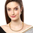 Stylish Ethnic 18K Gold Plated White Cubic Zirconia Necklace Set With Earrings