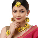 Gold-Plated & Yellow Flower & Pearl-Beaded Flower Jewellery Set Combo