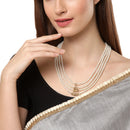 White & Gold-Toned Brass Gold-Plated Necklace